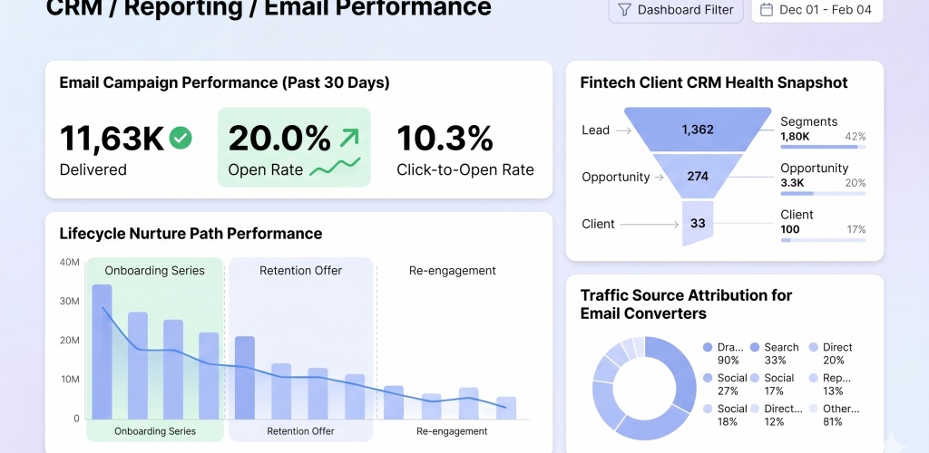 Vesta Equity CRM reporting dashboard